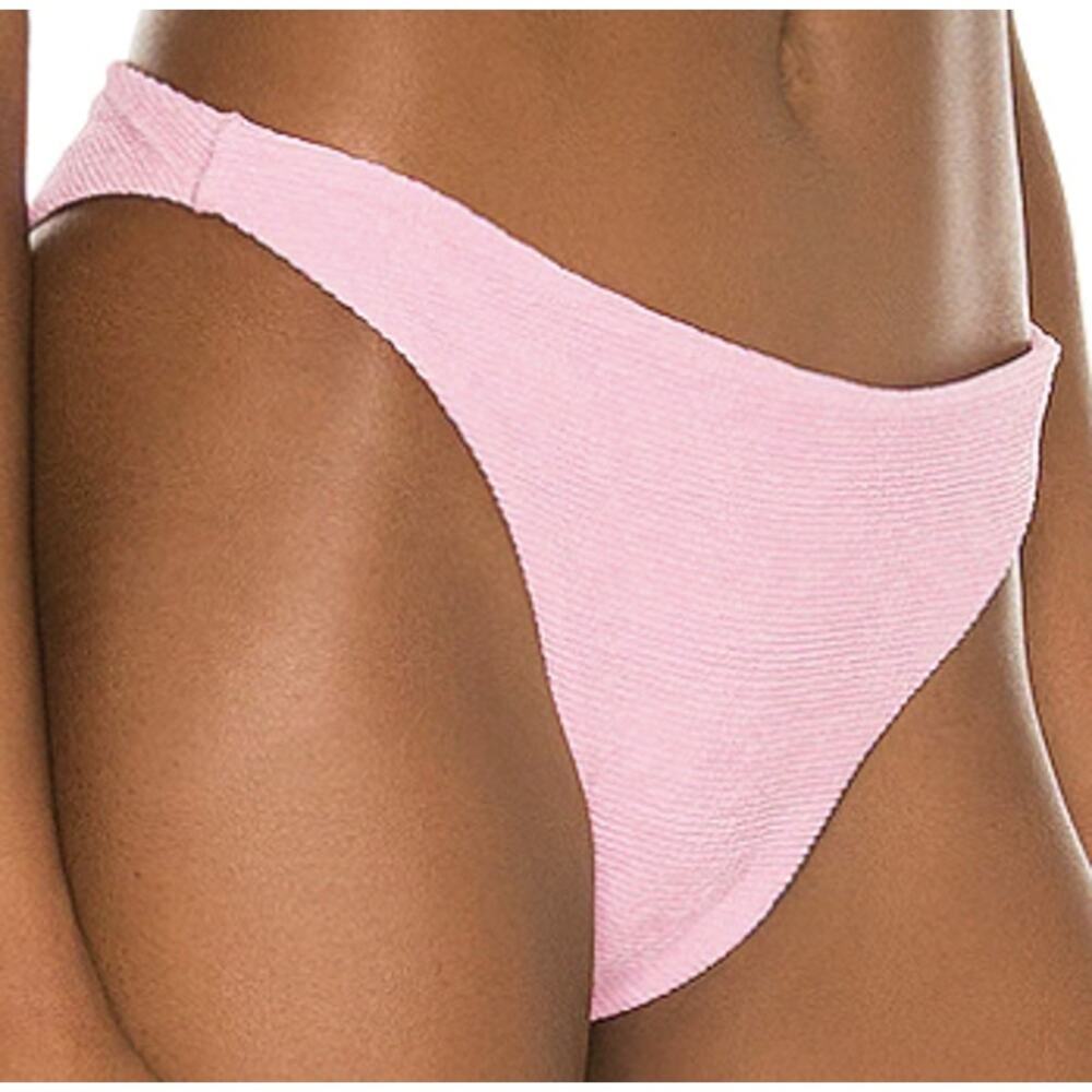 Tularosa Pastel Pink Bikini Bottom SMALL Smocked Cheeky Textured Revolve $78 NEW - Picture 3 of 7